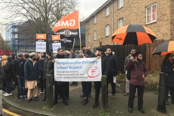 GMB London support Tower Hamlets school parents protest