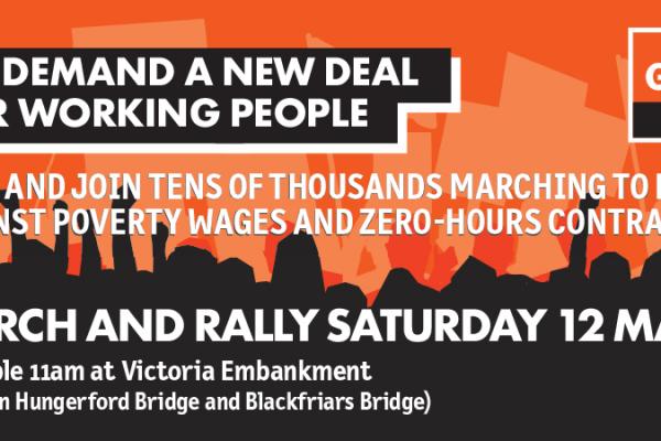 GMB London to attend TUC rally for 'a new deal for working people' on 12 May