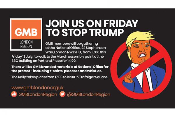 GMB support march against Trump visit